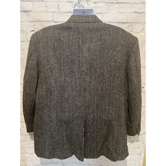 Vintage HARRIS TWEED Gray Blazer Sport Coat Jacket Herringbone Wool Mens 50R - Picture 5 of 10